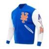 New York Mets Classic Logo Wool & Leather Varsity Jacket