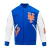 New York Mets Classic Logo Wool & Leather Varsity Jacket - Image 2