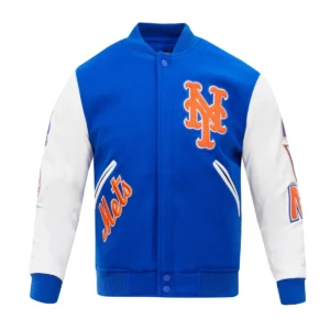 Alternative view of New York Mets Classic Logo Wool & Leather Varsity Jacket