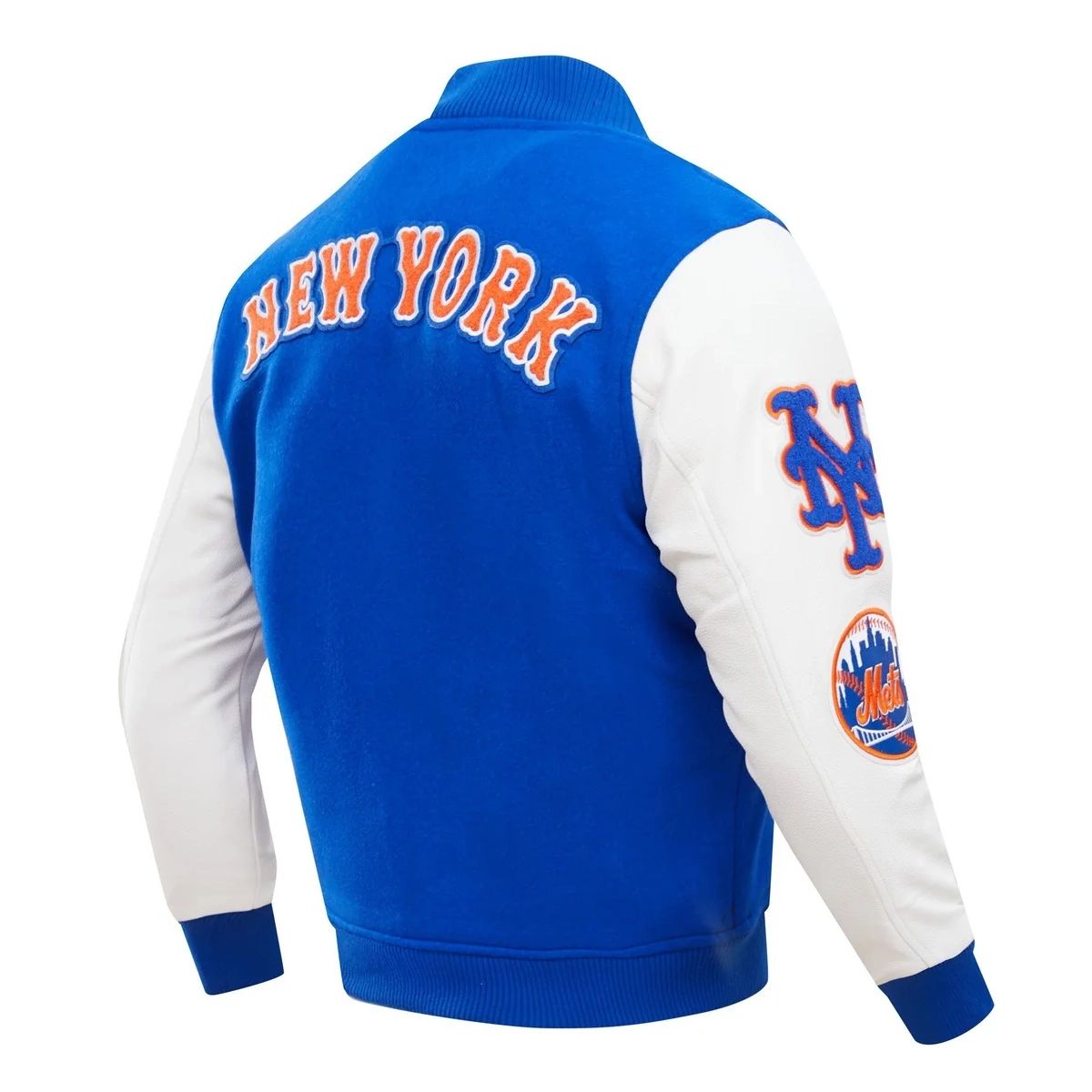 New York Mets Classic Logo Wool & Leather Varsity Jacket - Image 4