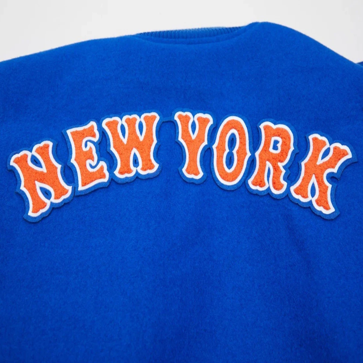 New York Mets Classic Logo Wool & Leather Varsity Jacket - Image 6