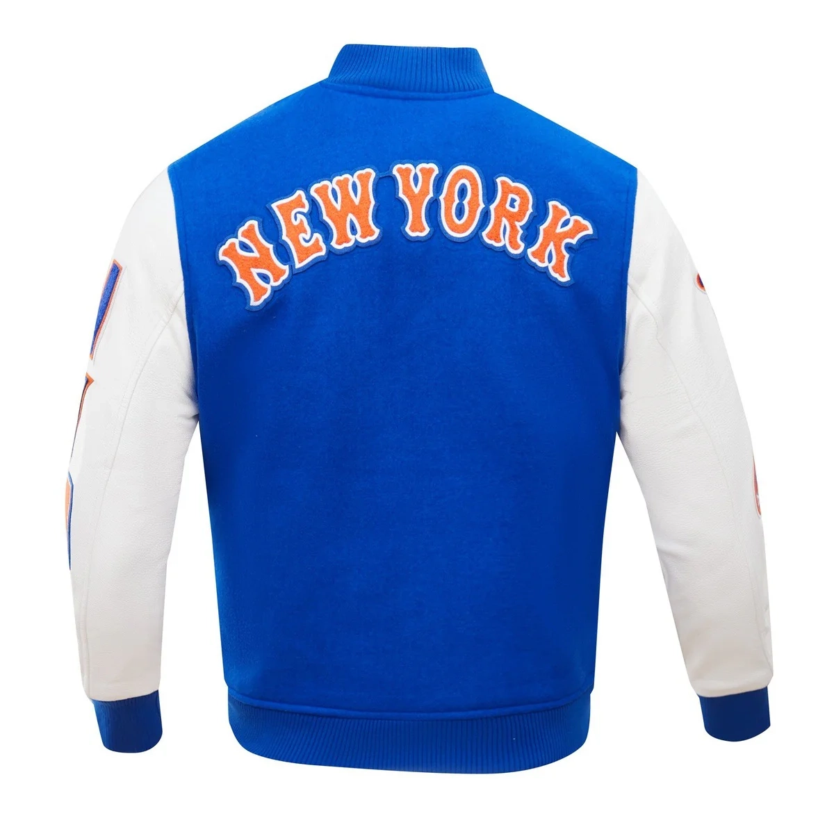 New York Mets Classic Logo Wool & Leather Varsity Jacket - Image 5