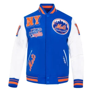 Alternative view of New York Mets Retro Classic Wool & Leather Varsity Jacket