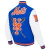 New York Mets Retro Classic Wool & Leather Varsity Jacket - Image 3