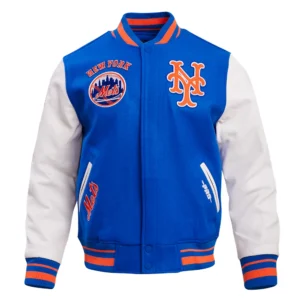 Alternative view of New York Mets Retro Classic Blue & White Varsity Jacket