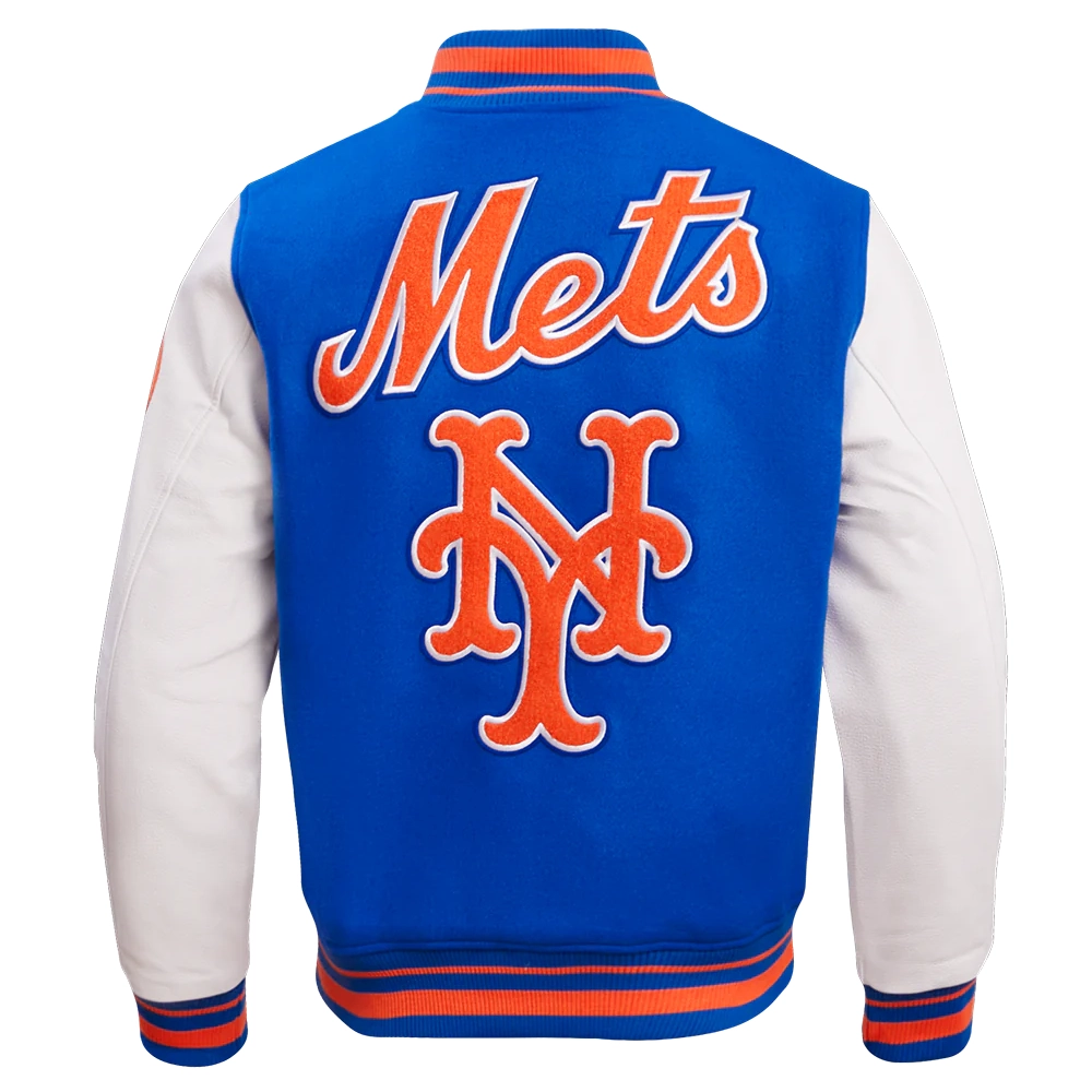 New York Mets Retro Classic Blue & White Varsity Jacket - Image 4