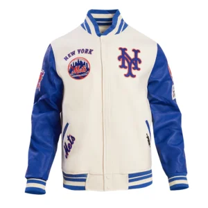 Alternative view of New York Mets Retro Classic Wool & Leather Varsity Jacket