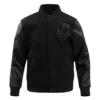 New York Mets Triple Black Wool & Leather Varsity Jacket - Image 2