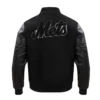 New York Mets Triple Black Wool & Leather Varsity Jacket - Image 4
