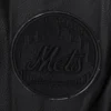 New York Mets Triple Black Wool & Leather Varsity Jacket - Image 6