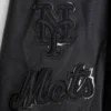 New York Mets Triple Black Wool & Leather Varsity Jacket - Image 7