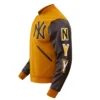 New York Yankees Classic Logo Tan & Brown Varsity Jacket - Image 3