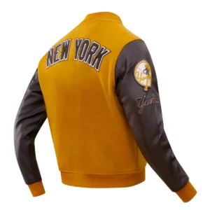 Alternative view of New York Yankees Classic Logo Tan & Brown Varsity Jacket