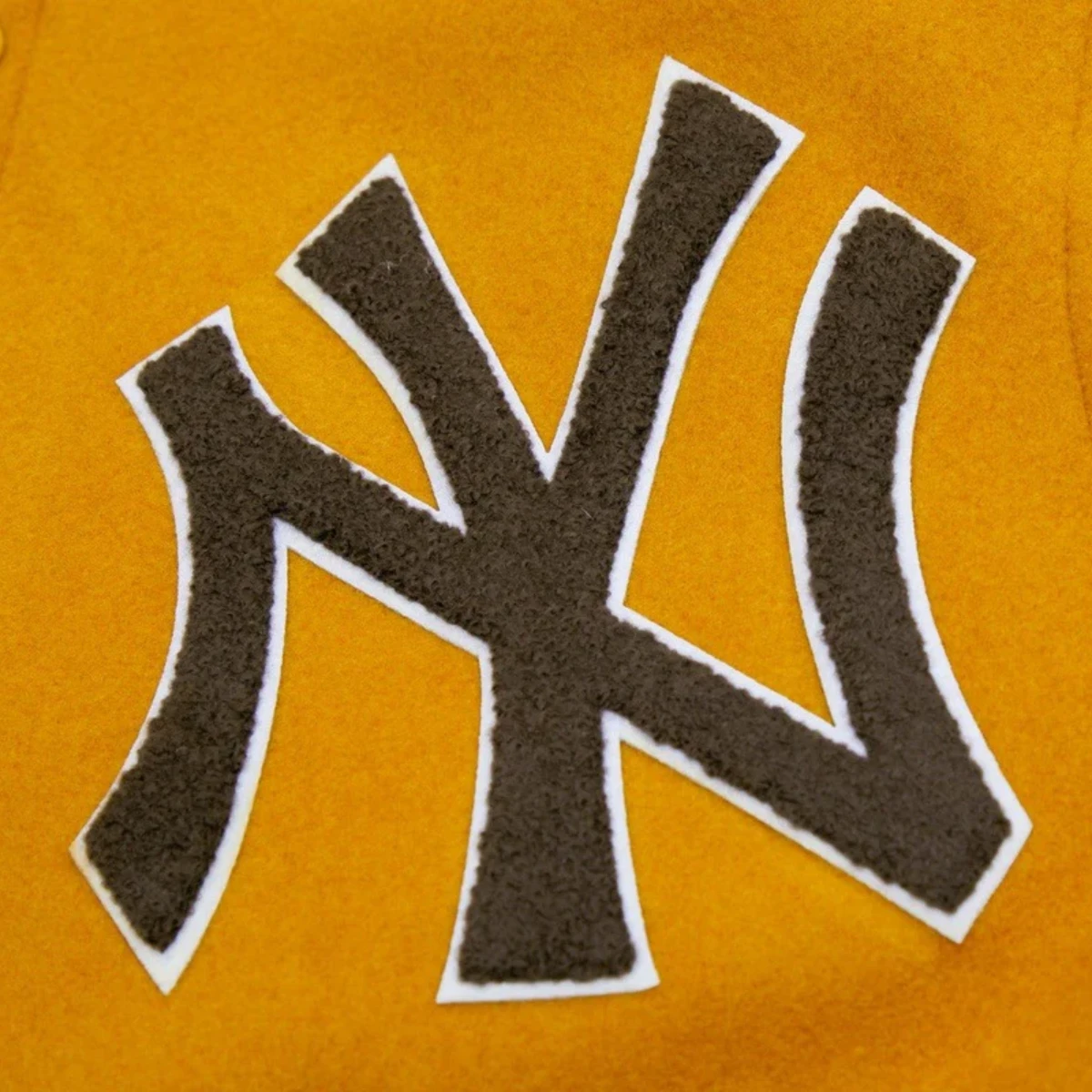 New York Yankees Classic Logo Tan & Brown Varsity Jacket - Image 6