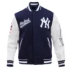 New York Yankees Script Tail Wool & Leather Varsity Jacket - Image 2