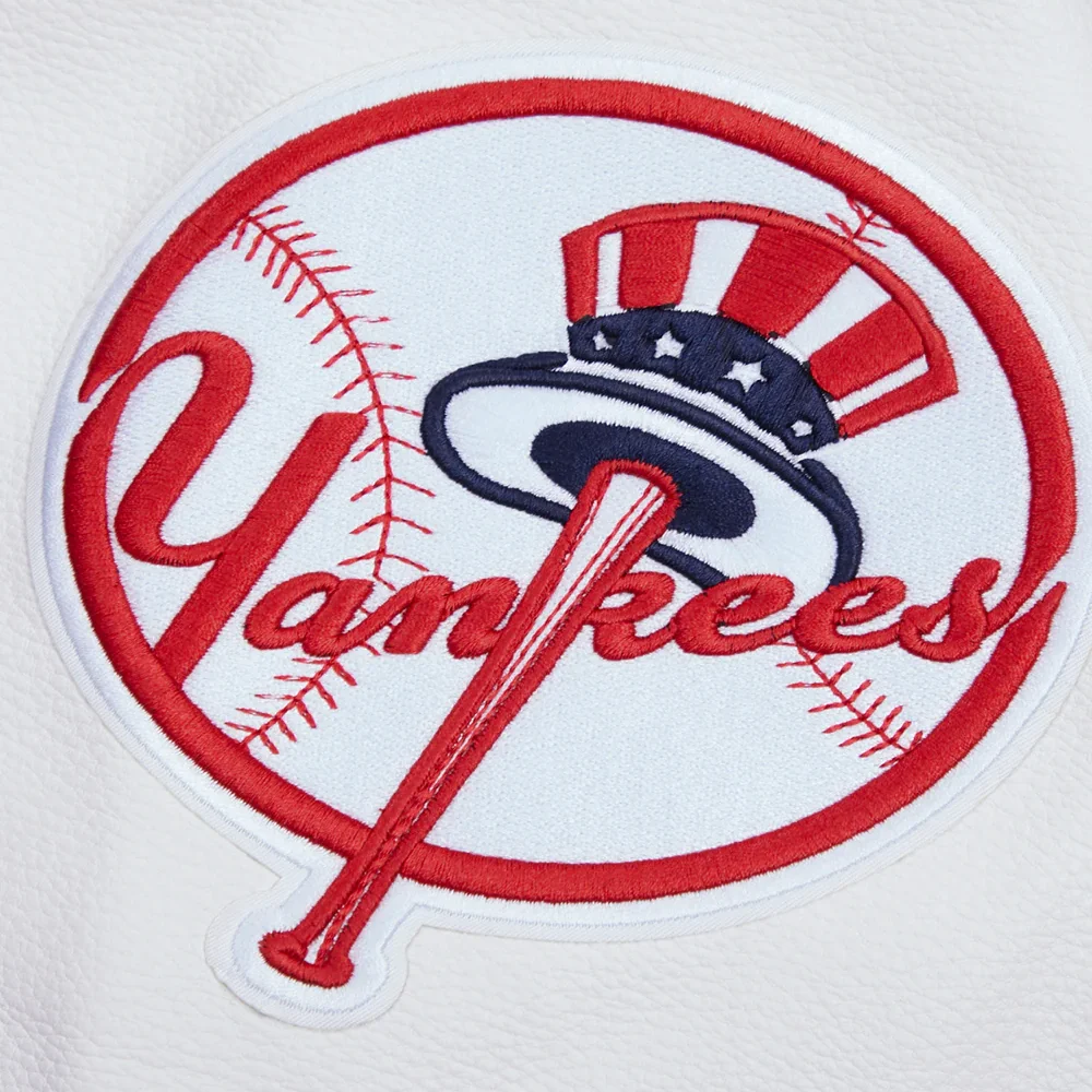 New York Yankees Script Tail Wool & Leather Varsity Jacket - Image 7