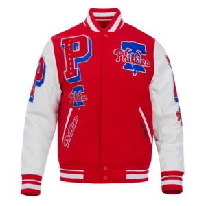 Alternative view of Philadelphia Phillies Mashup Red & White Varsity Jacket