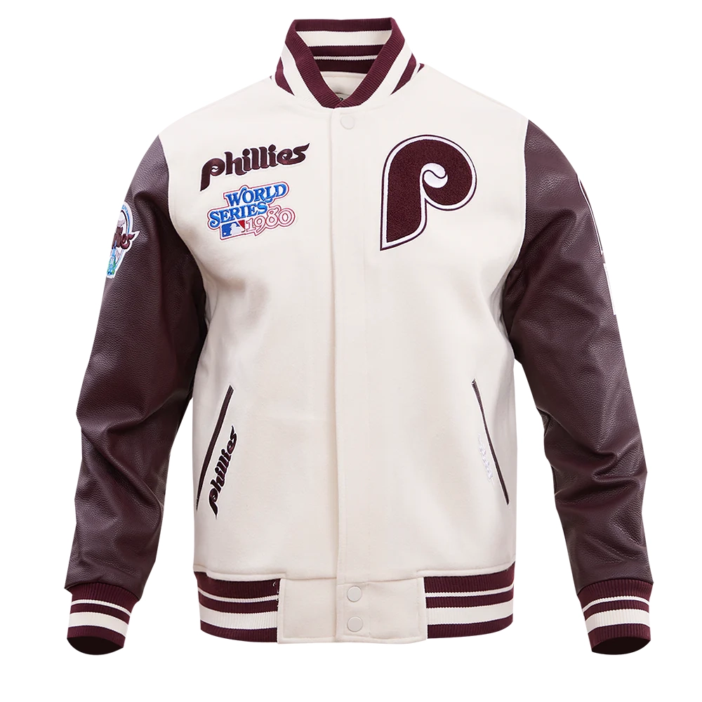 Philadelphia Phillies Retro Classic Wool & Leather Varsity Jacket - Image 2