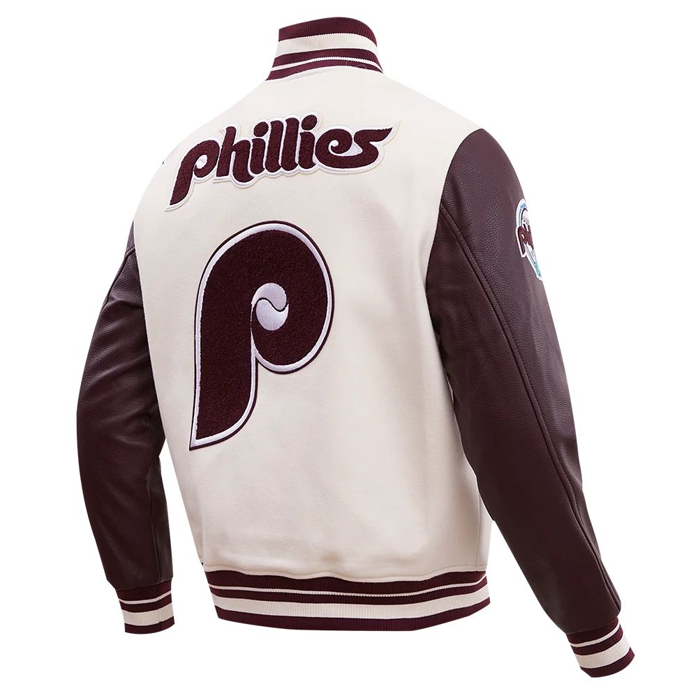 Philadelphia Phillies Retro Classic Wool & Leather Varsity Jacket - Image 3