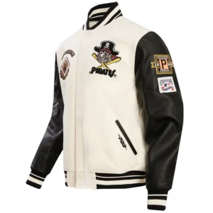 Pittsburgh Pirates Retro Classic Rib White & Black Varsity Jacket