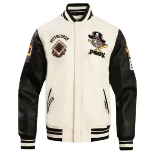 Alternative view of Pittsburgh Pirates Retro Classic Rib White & Black Varsity Jacket