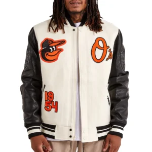 Pro Standard Baltimore Orioles Classic Rib Knitted Wool & Leather Varsity Jacket