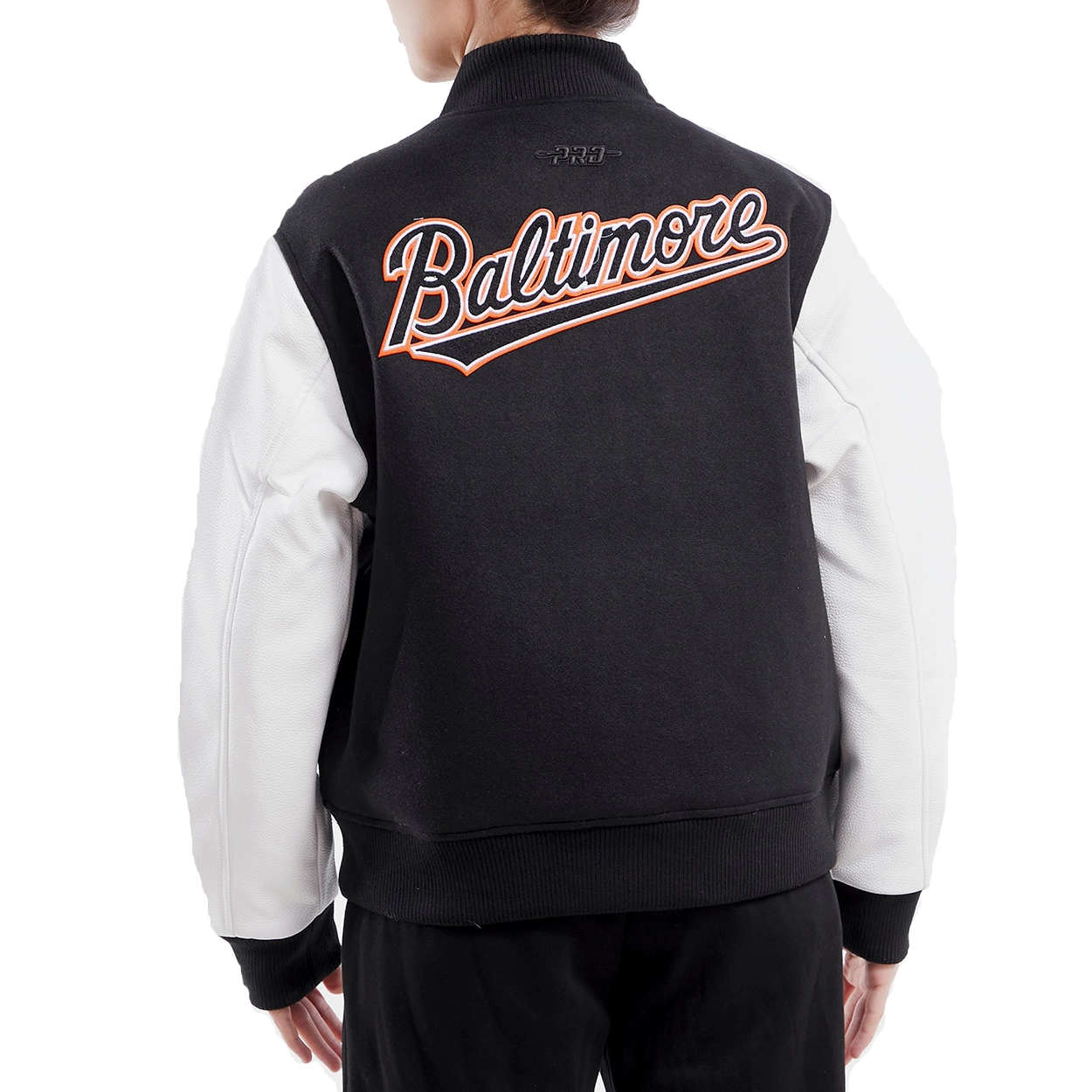 Pro Standard Classic Baltimore Orioles Women's Wool & Leather Varsity Jacket - Image 2