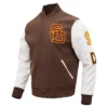 San Diego Padres Classic Logo Brown & White Varsity Jacket