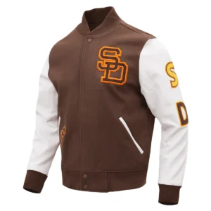 San Diego Padres Classic Logo Brown & White Varsity Jacket
