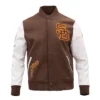 San Diego Padres Classic Logo Brown & White Varsity Jacket - Image 2