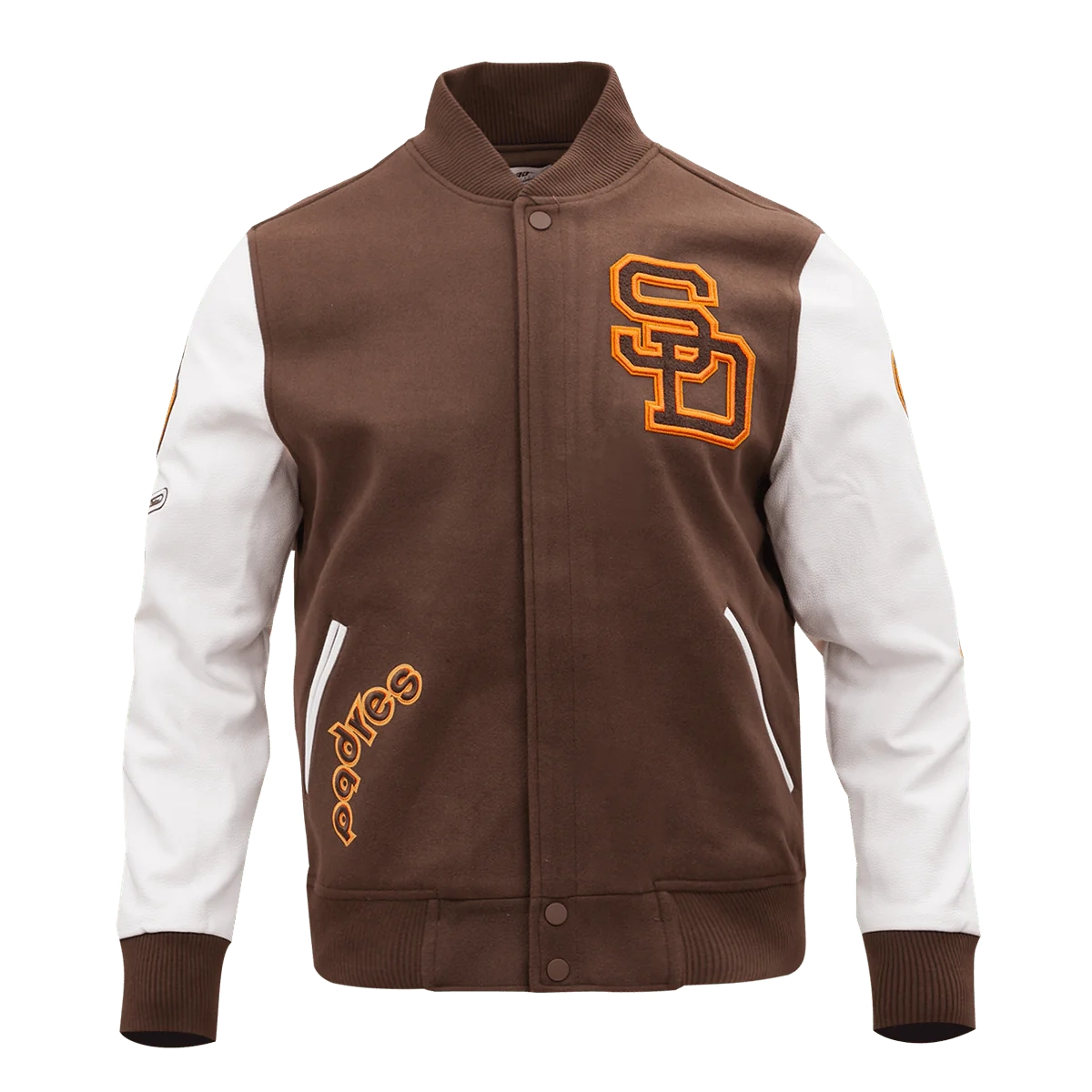 San Diego Padres Classic Logo Brown & White Varsity Jacket - Image 2