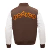 San Diego Padres Classic Logo Brown & White Varsity Jacket - Image 4