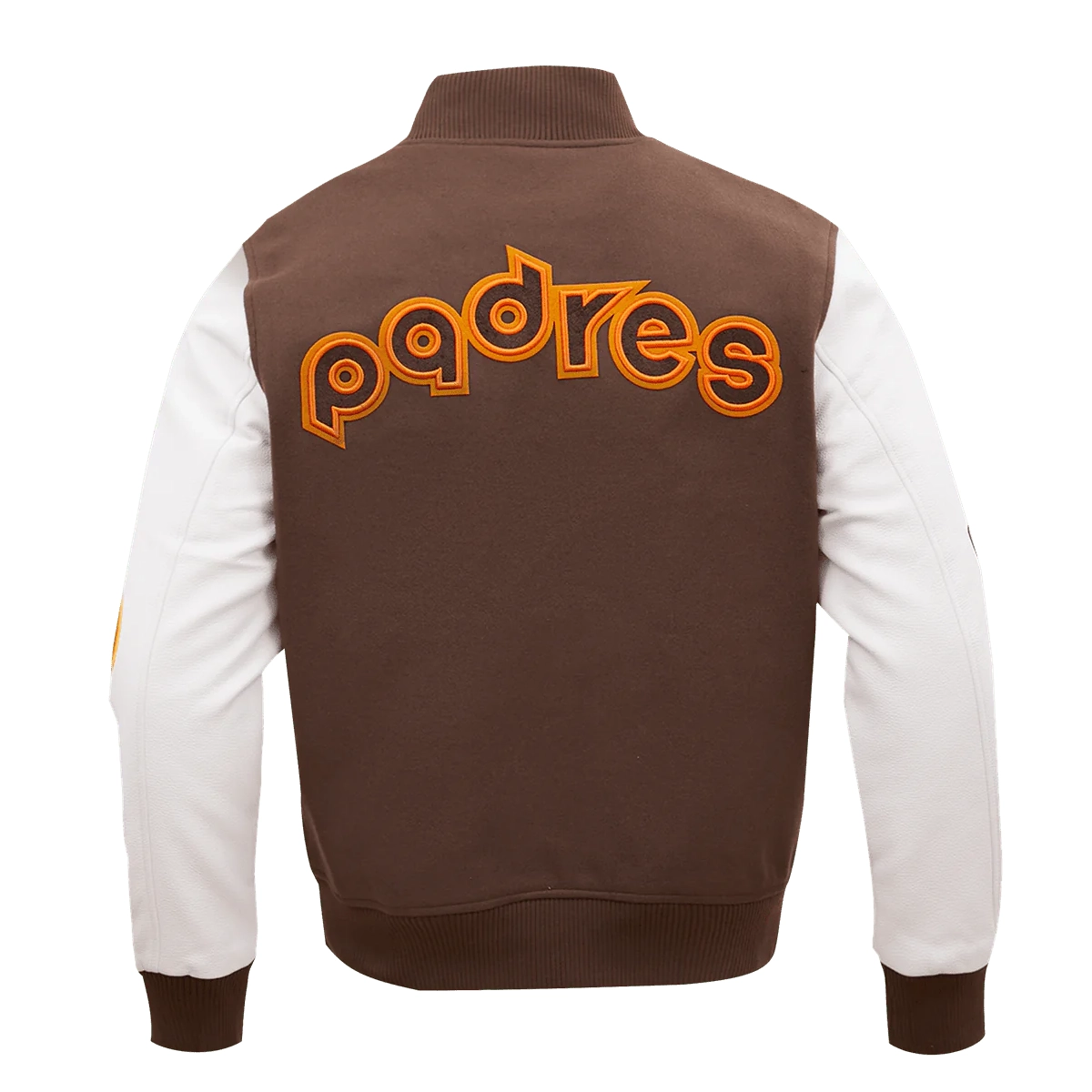 San Diego Padres Classic Logo Brown & White Varsity Jacket - Image 4