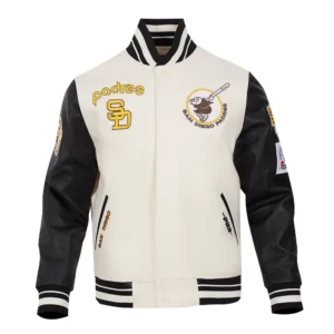 Alternative view of San Diego Padres Retro Classic White & Black Varsity Jacket