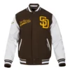 San Diego Padres Script Tail Wool & Leather Varsity Jacket - Image 2