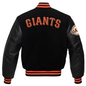 Alternative view of San Francisco Giants Letterman Black Wool & Leather Varsity Jacket