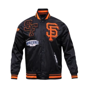 Alternative view of San Francisco Giants Mashup Black Satin Varsity Jacket