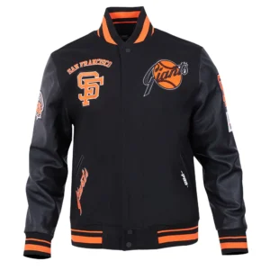 Alternative view of San Francisco Giants Pro Standard Retro Classic Black Varsity Jacket