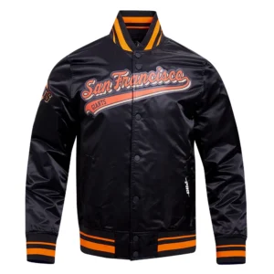 Alternative view of San Francisco Giants Script Tail Black Satin Varsity Jacket