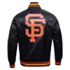 San Francisco Giants Script Tail Black Satin Varsity Jacket - Image 4