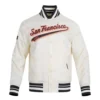 San Francisco Giants Script Tail White Satin Varsity Jacket - Image 2