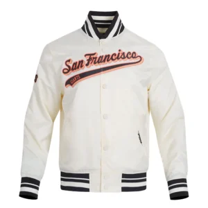 Alternative view of San Francisco Giants Script Tail White Satin Varsity Jacket