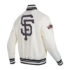 San Francisco Giants Script Tail White Satin Varsity Jacket - Image 3
