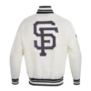 San Francisco Giants Script Tail White Satin Varsity Jacket - Image 4