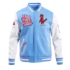 St. Louis Cardinals Logo Pro Standard Retro Classic Blue & White Varsity Jacket - Image 2