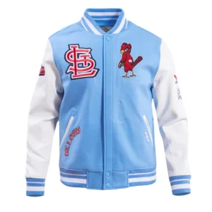 Alternative view of St. Louis Cardinals Logo Pro Standard Retro Classic Blue & White Varsity Jacket