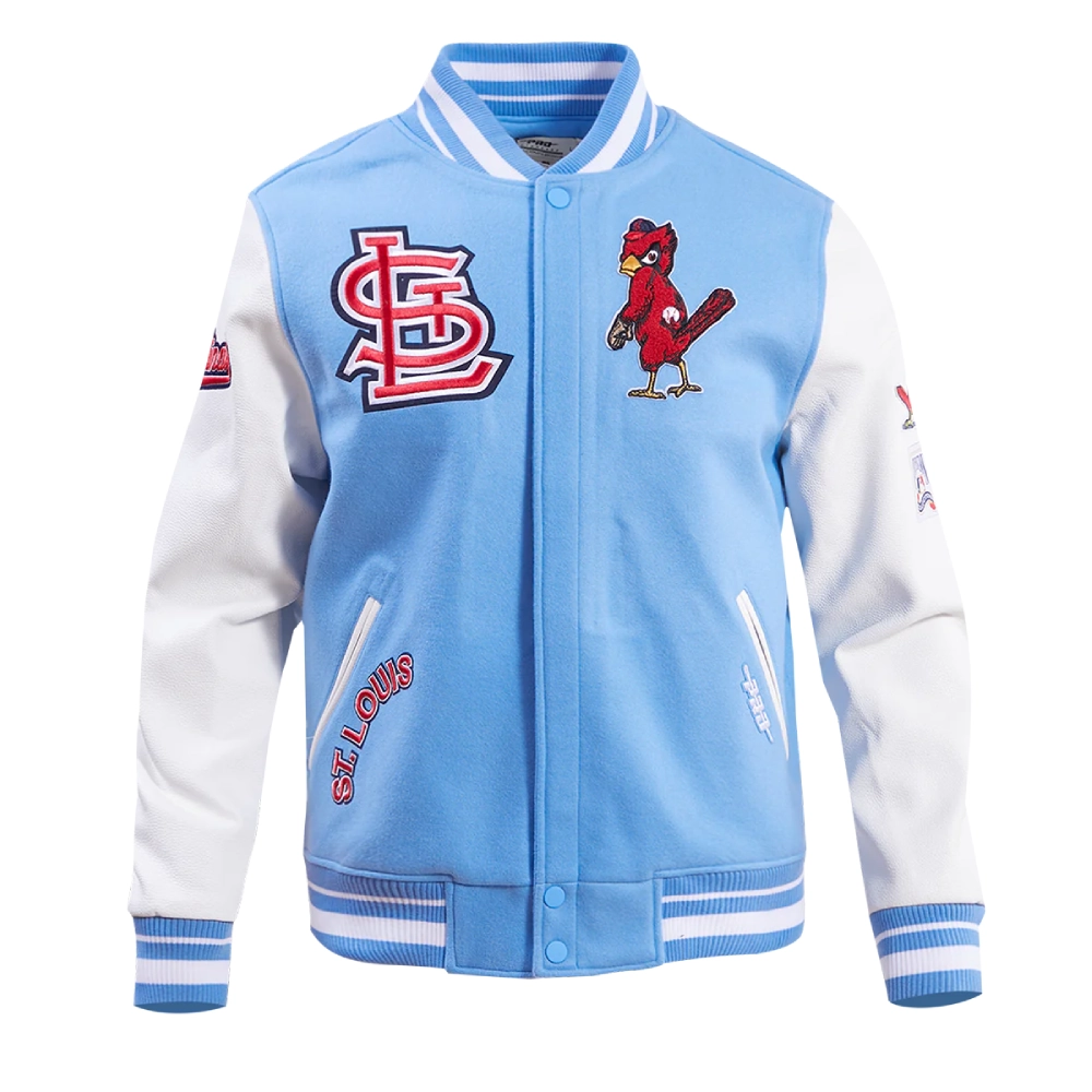 St. Louis Cardinals Logo Pro Standard Retro Classic Blue & White Varsity Jacket - Image 2