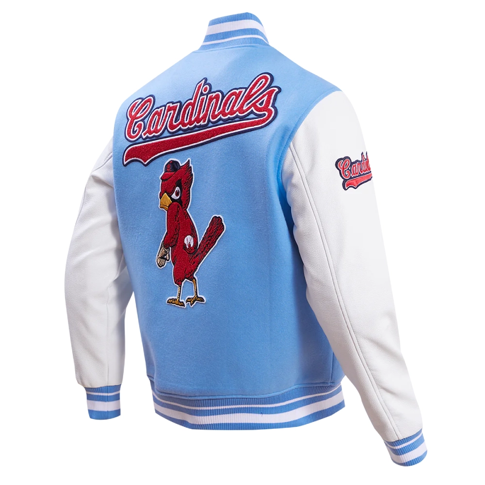 St. Louis Cardinals Logo Pro Standard Retro Classic Blue & White Varsity Jacket - Image 3