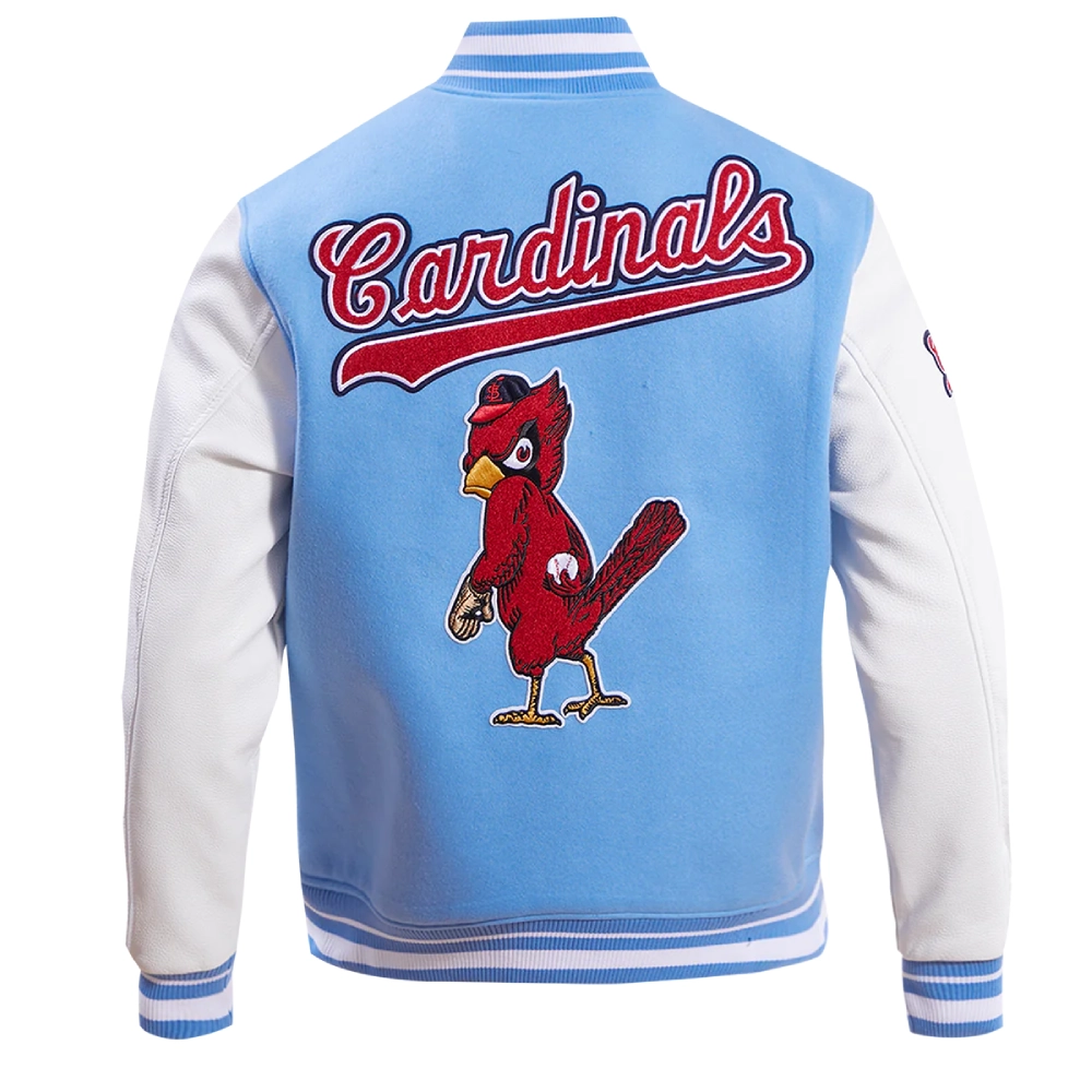 St. Louis Cardinals Logo Pro Standard Retro Classic Blue & White Varsity Jacket - Image 4