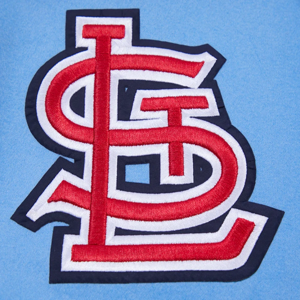St. Louis Cardinals Logo Pro Standard Retro Classic Blue & White Varsity Jacket - Image 6